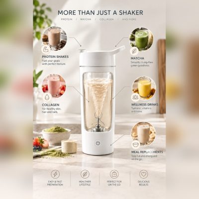 Električna samomešalna steklenica, 650 ml | PROSHAKER